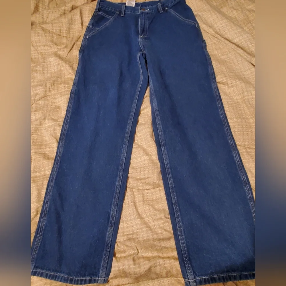Vtg Carhartt Carpenter Jeans 32x32 B13 DST Loose-Fit Washed Darkstone Denim